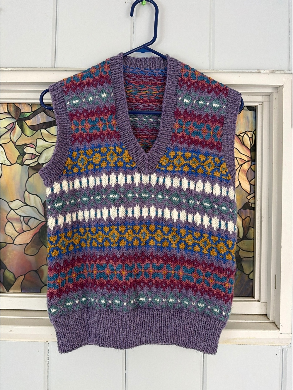 Vintage handmade Multicolor Knit Sleeveless Sweater Vest small